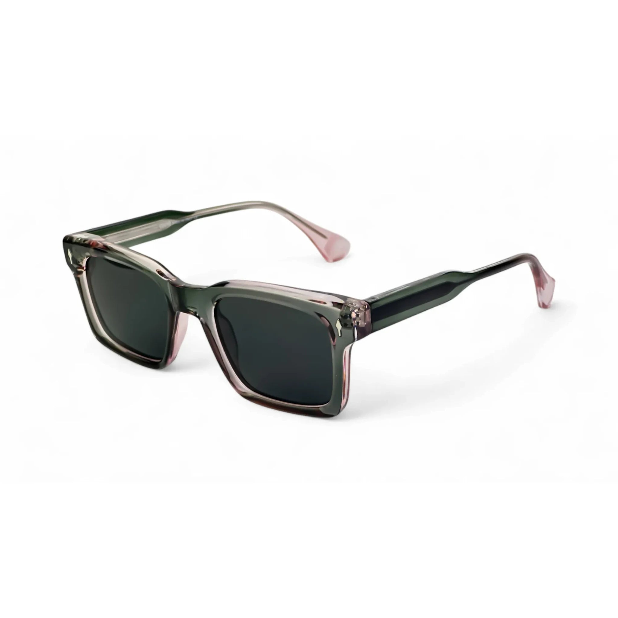 CrystalShade Bold Dual Shade Green Pink Rectangle Sunglasses