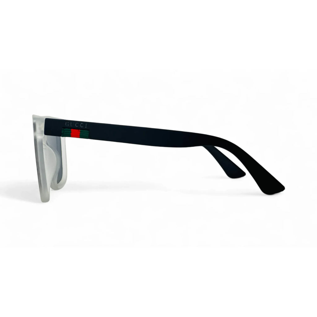 Sports Square White Frame Flat Unisex Sunglasses