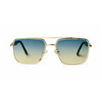 Regal Gold Frame Gradient Lens Double Bridge Square Sunglasses