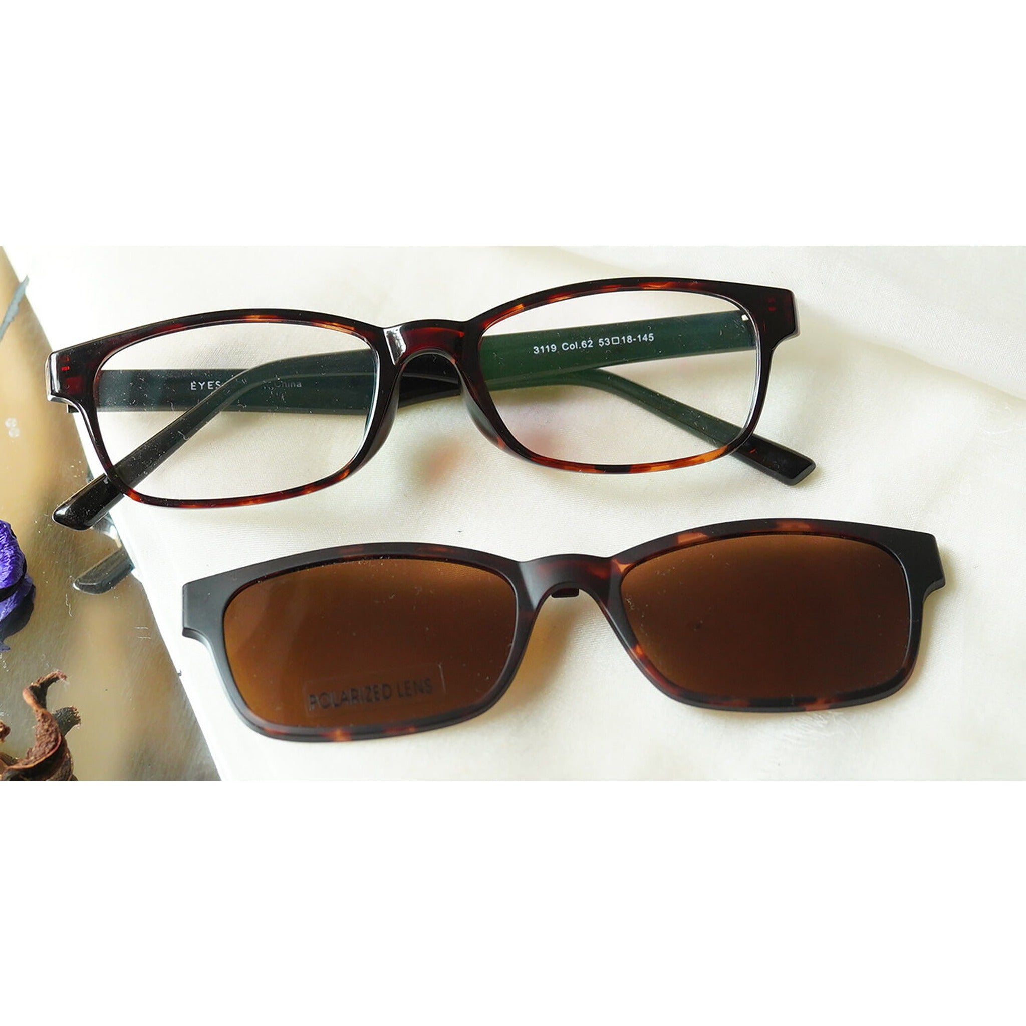 Dual Rectangle Eyeglasses Brown