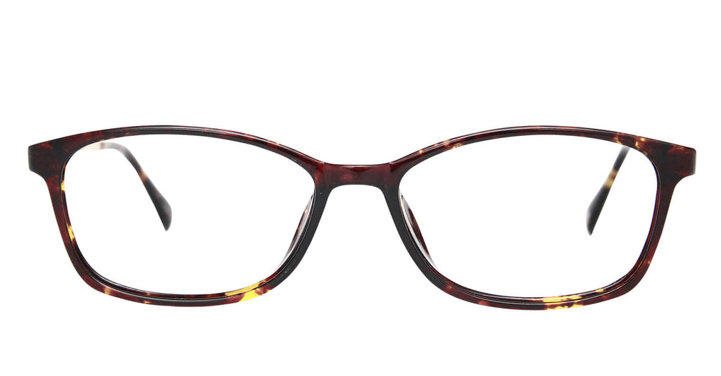 front side of El Dolor brown leopards tortoise eyeglasses