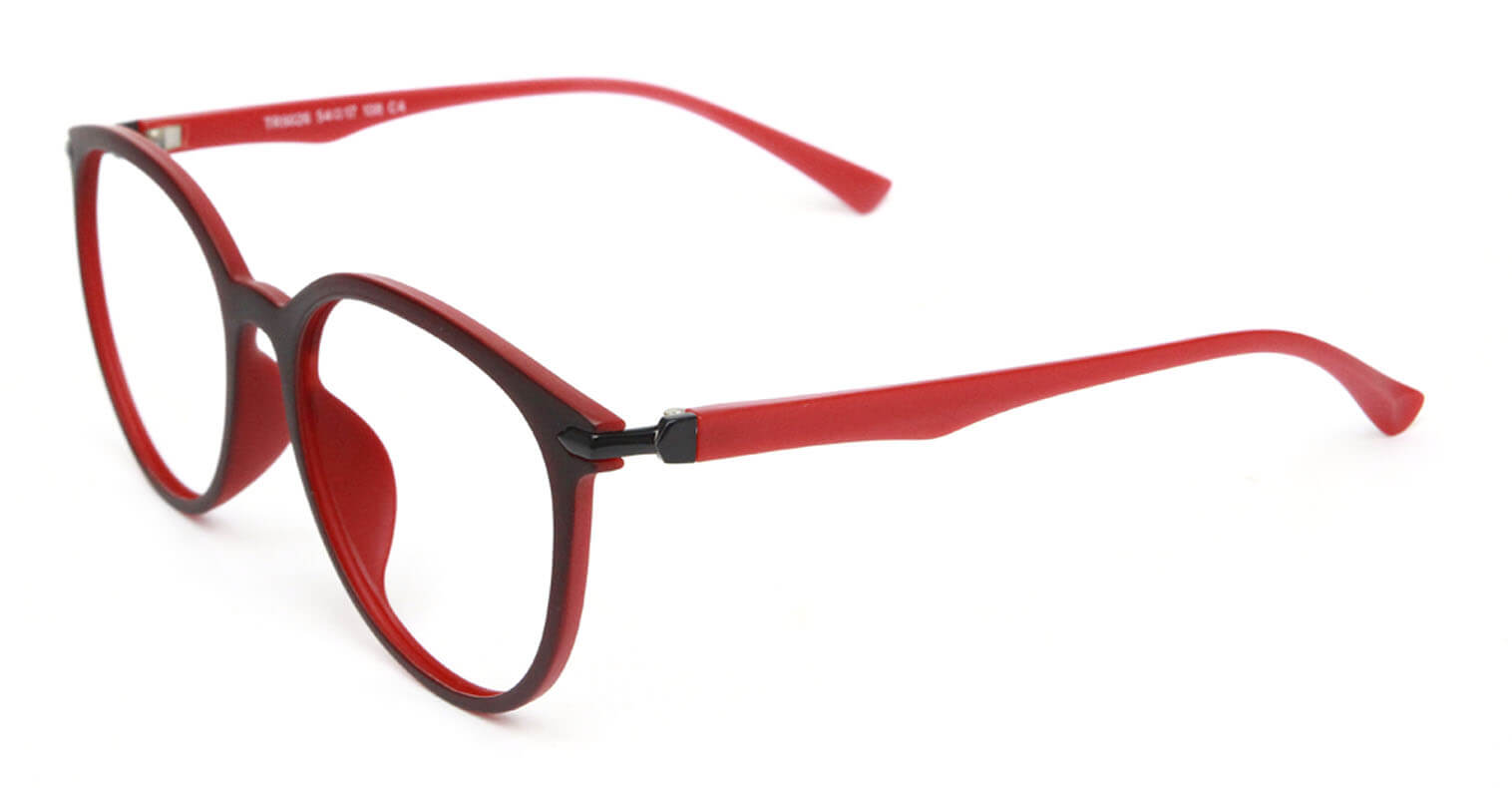 side pose of Komorebi red eyeglasses