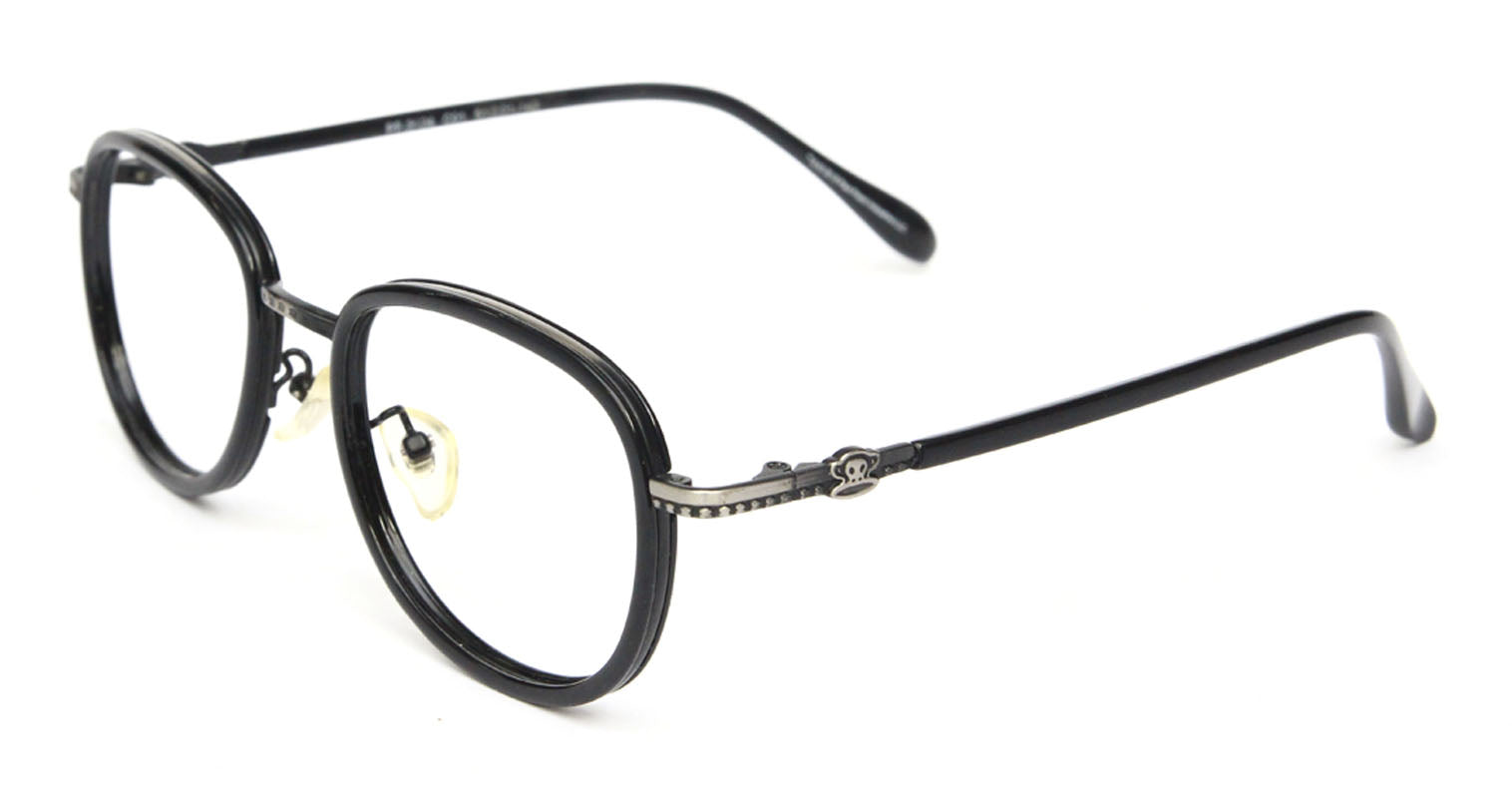 side pose of Lautus black oval shape eyeglasses