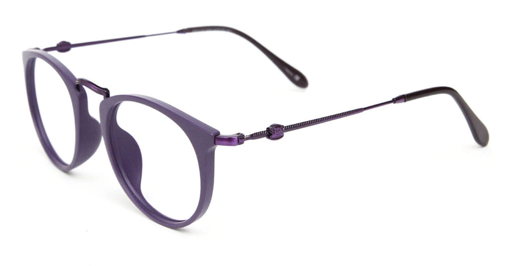 Monadikos purple eyeglasses side pose