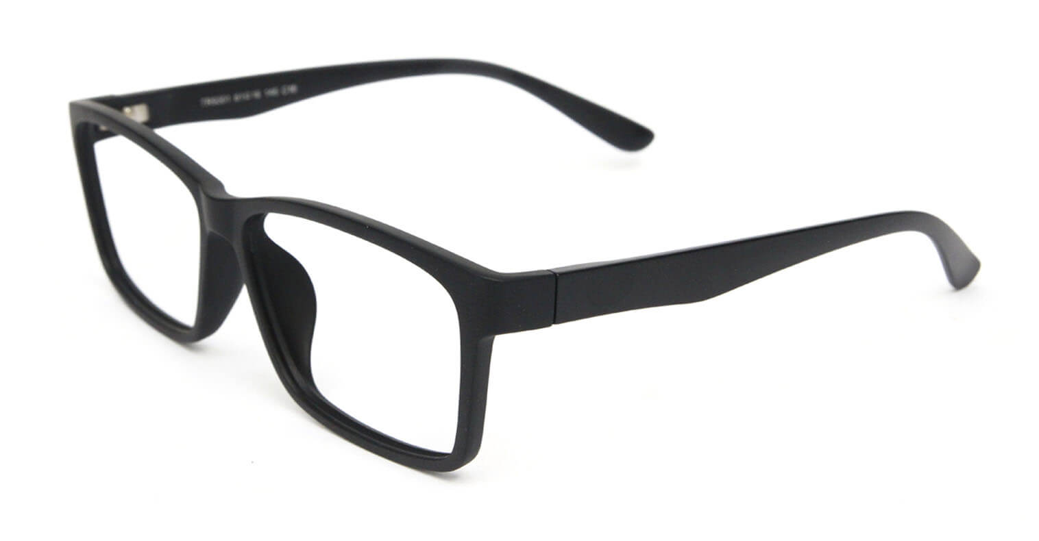 Prodigious black square shape eyeglasses side pose