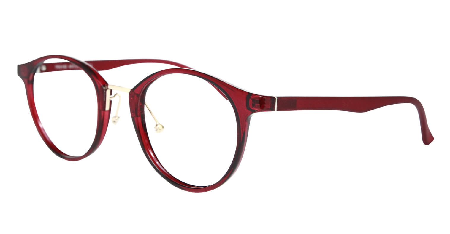side pose of Pulcro red full frame eyeglasses