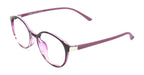side pose of Unico pink round eyeglasses