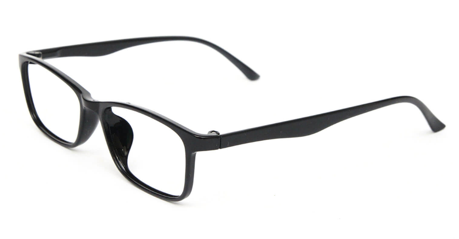 side pose of Ureshi black rectangle eyeglasses