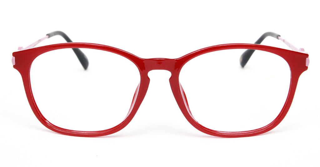 Wondrous red square eyeglasses front side