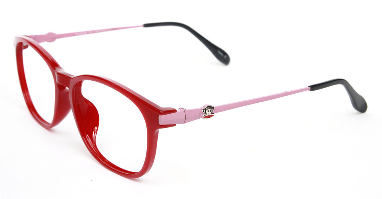 Wondrous red eyeglasses side pose