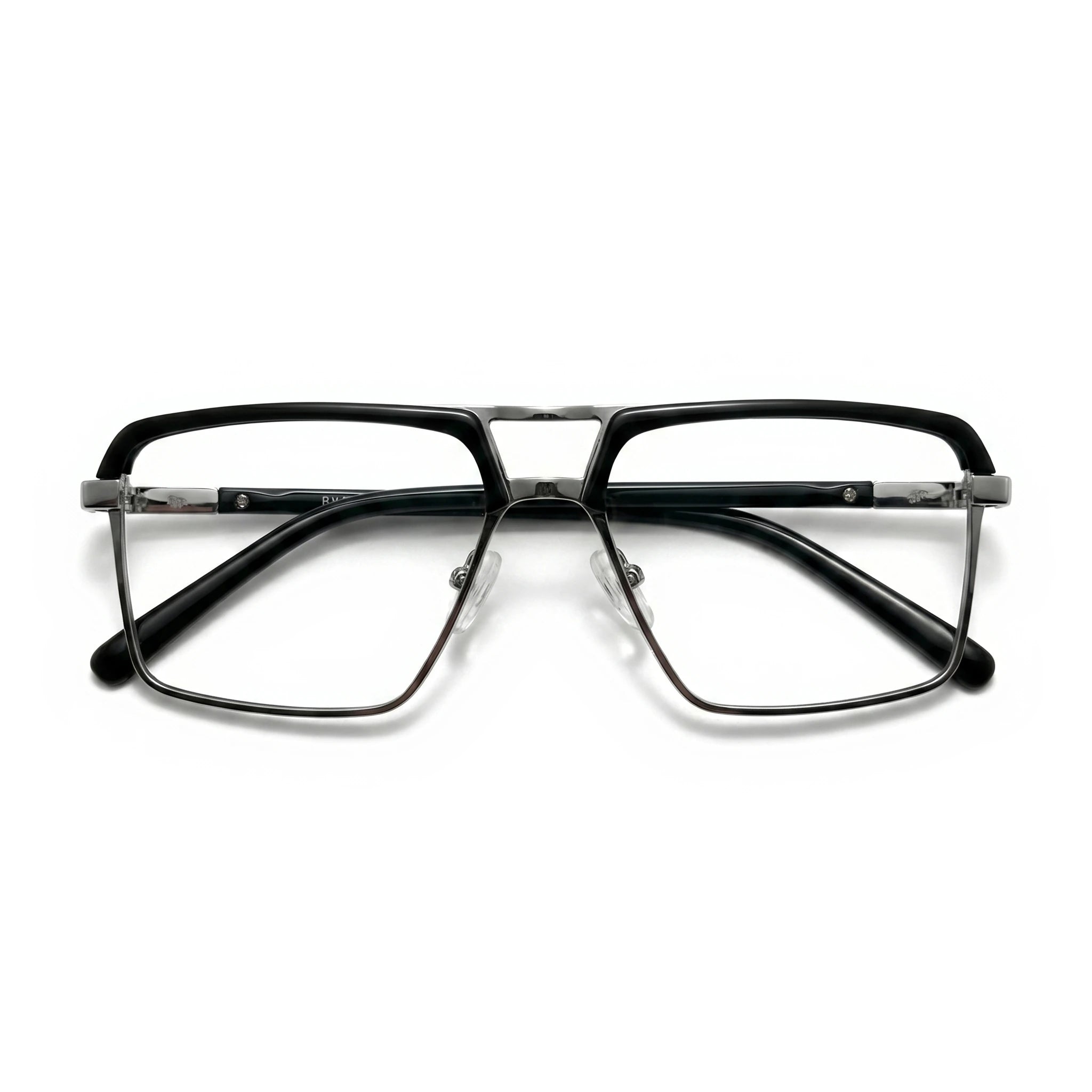 Griff Silver Black Rectangle Eyeglasses