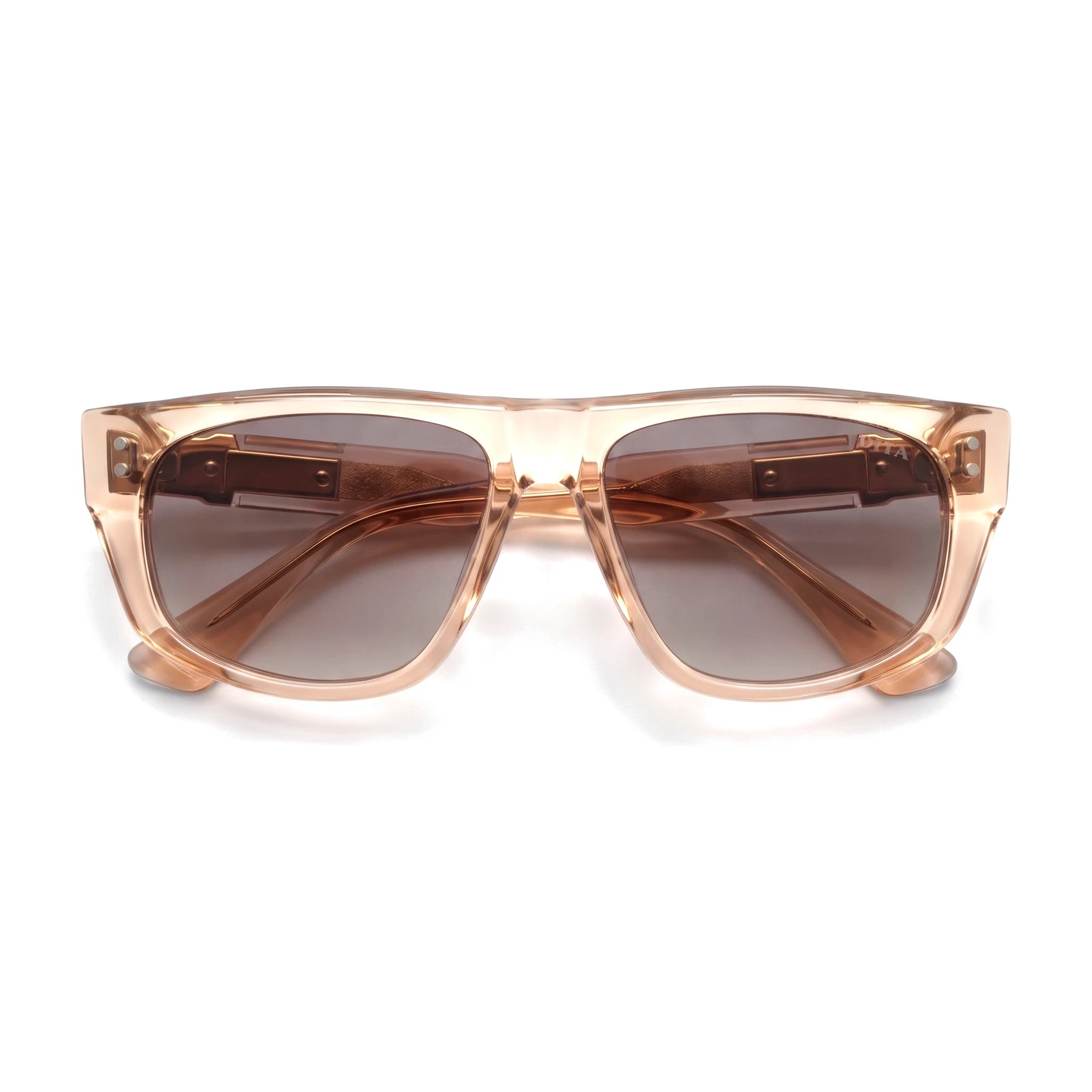 Willow Peach Rectangle Sunglasses folded