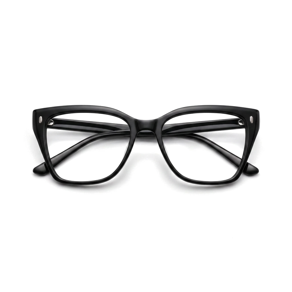 Juno Black Cat Eye Eyeglasses folded