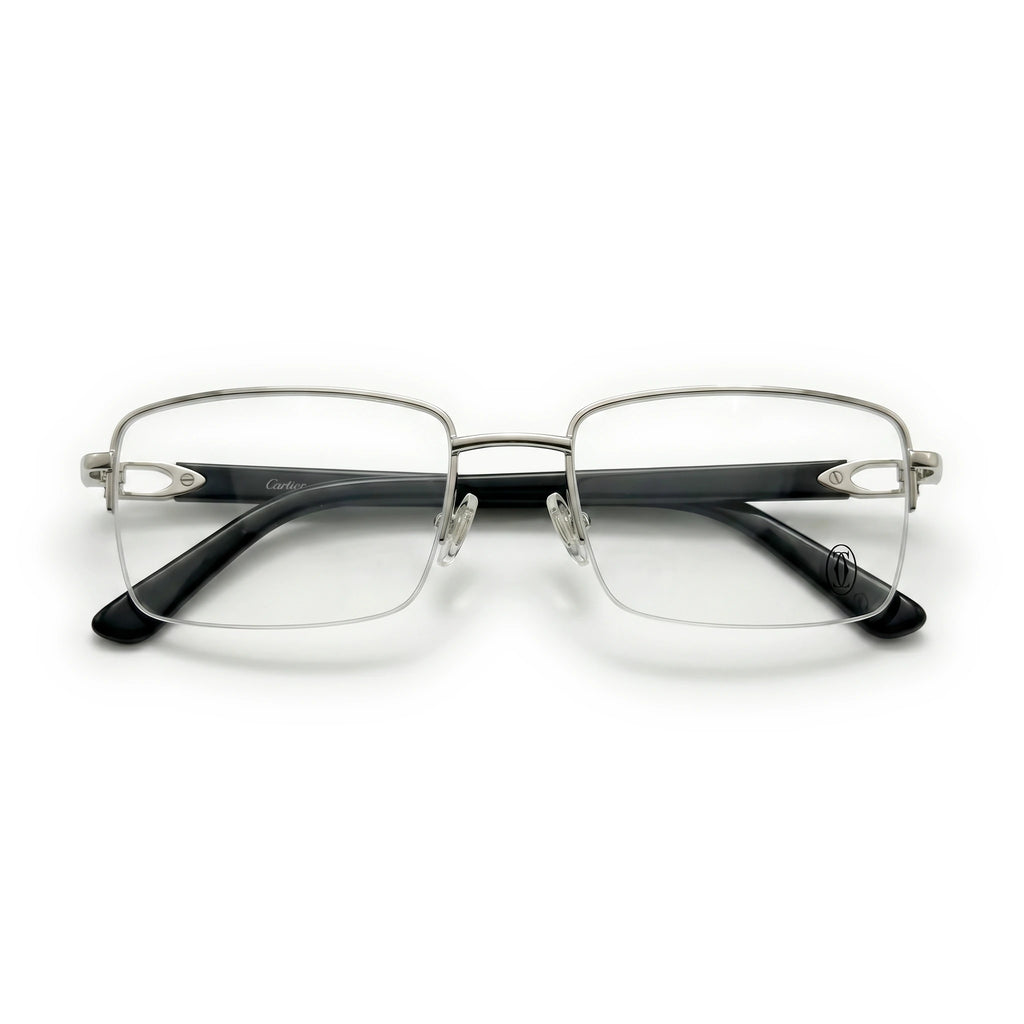 Dex Silver Black Rectangle Eyeglasses