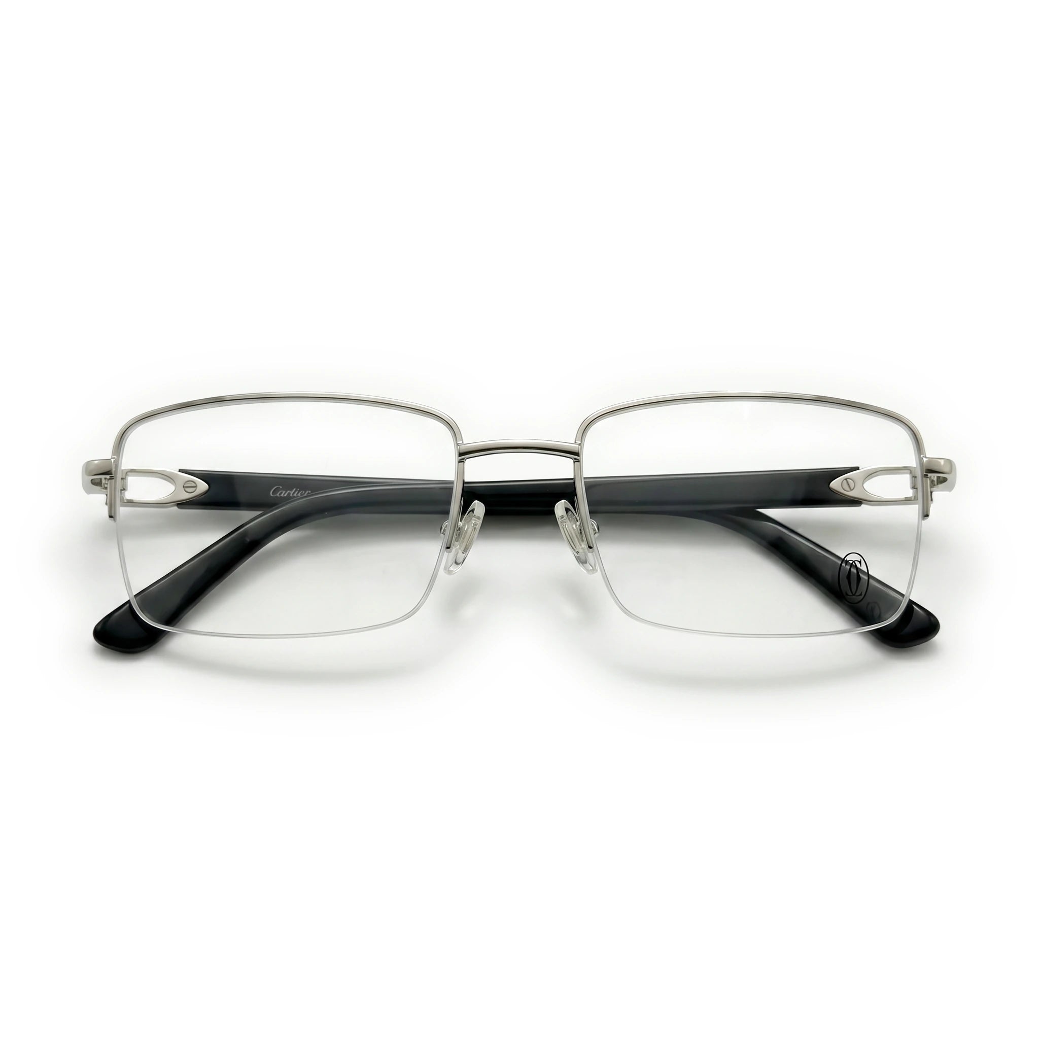 Dex Silver Black Rectangle Eyeglasses