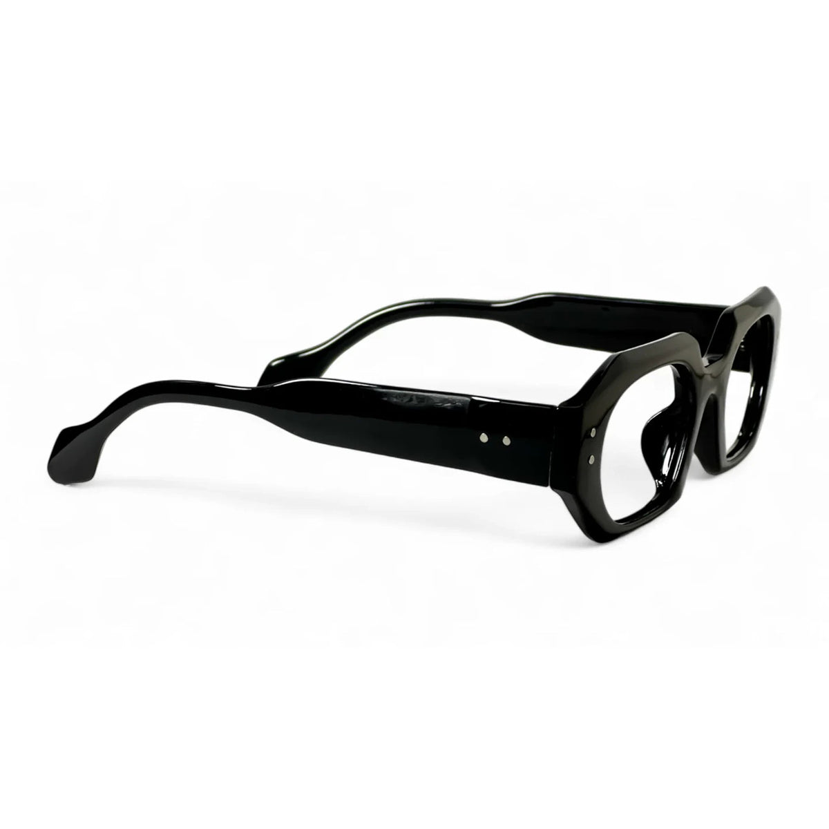 Dramel Black Rectangle Eyeglasses folded