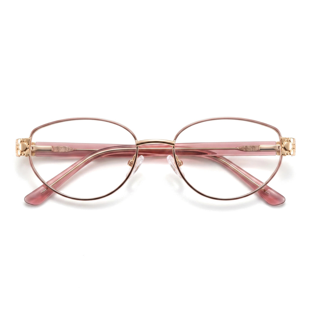 Mira Pink Oval Eyeglasses folded