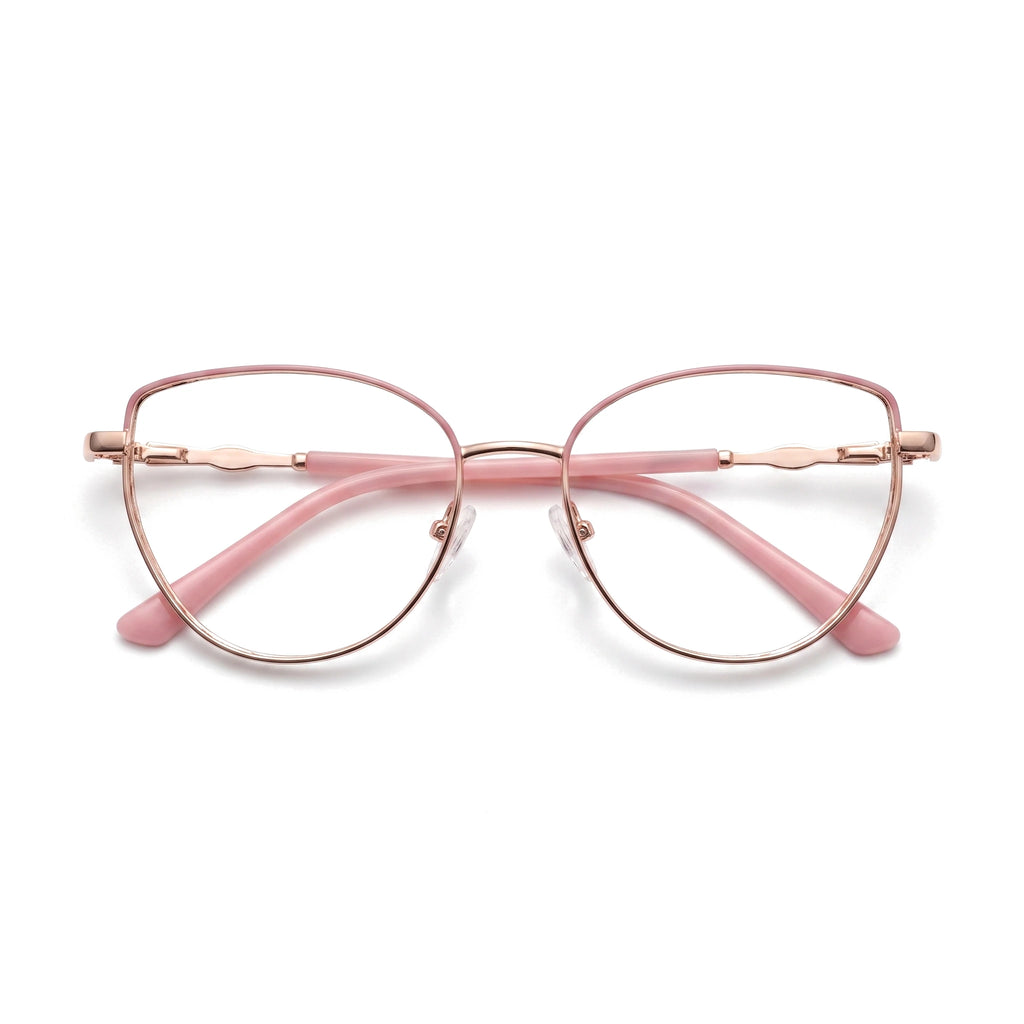 Aria Pink Round Eyeglasses folded