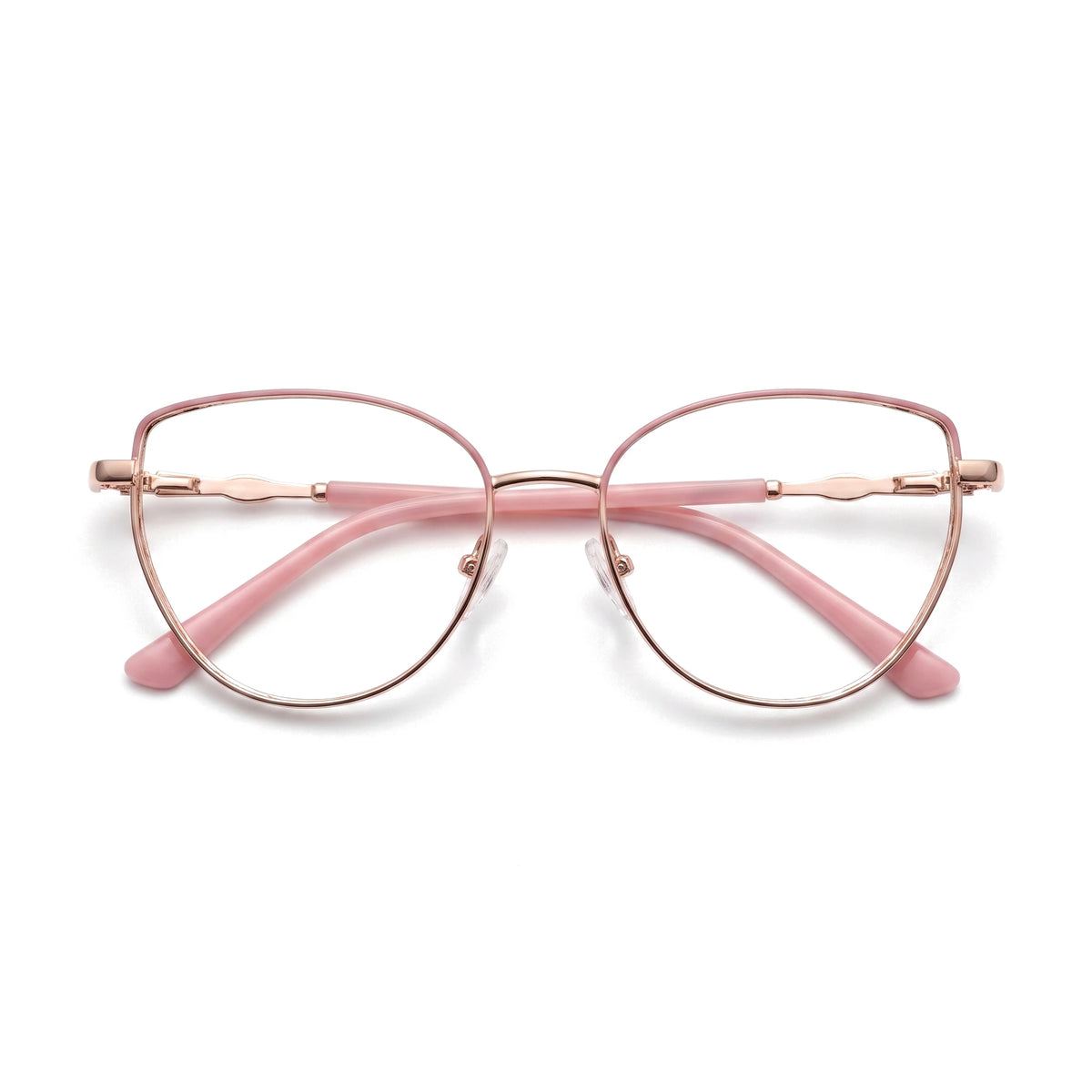 Aria Pink Round Eyeglasses folded