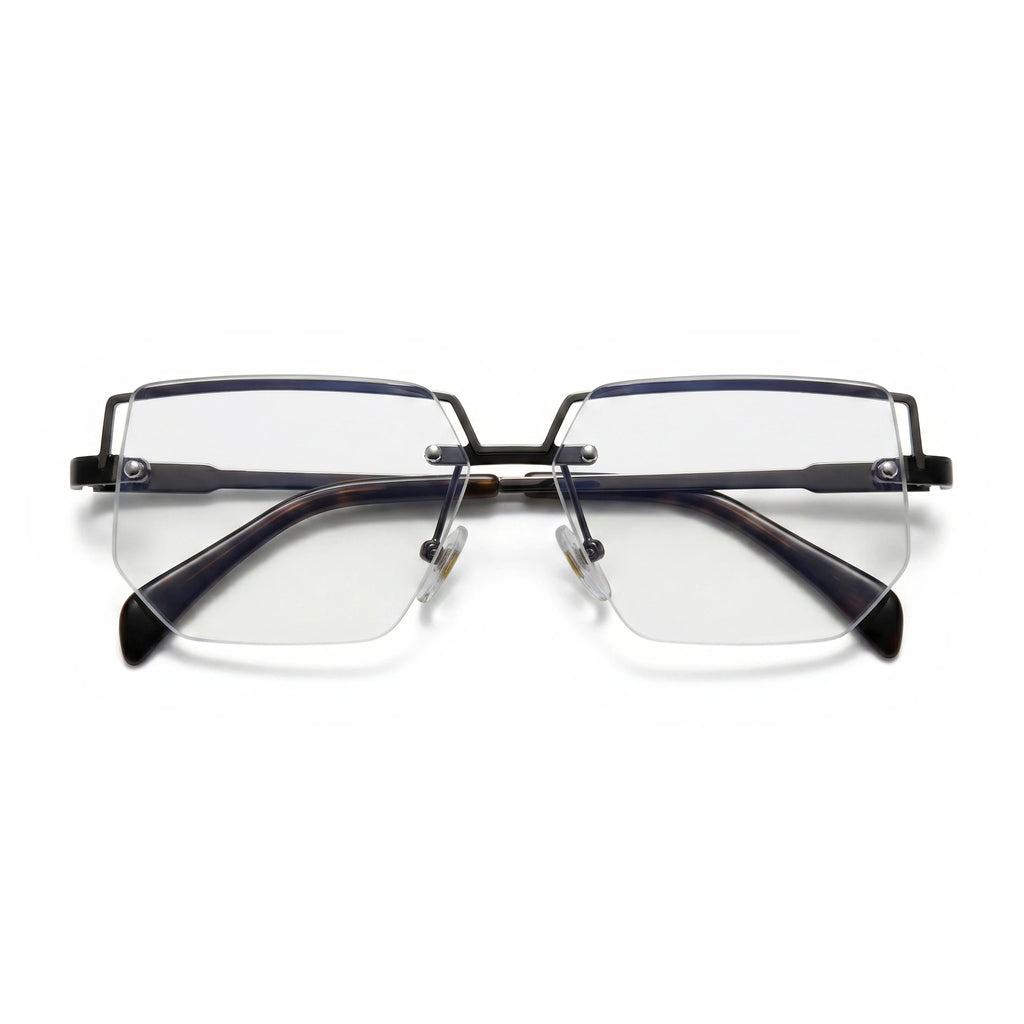 Onyx Silver Rectangle Eyeglasses