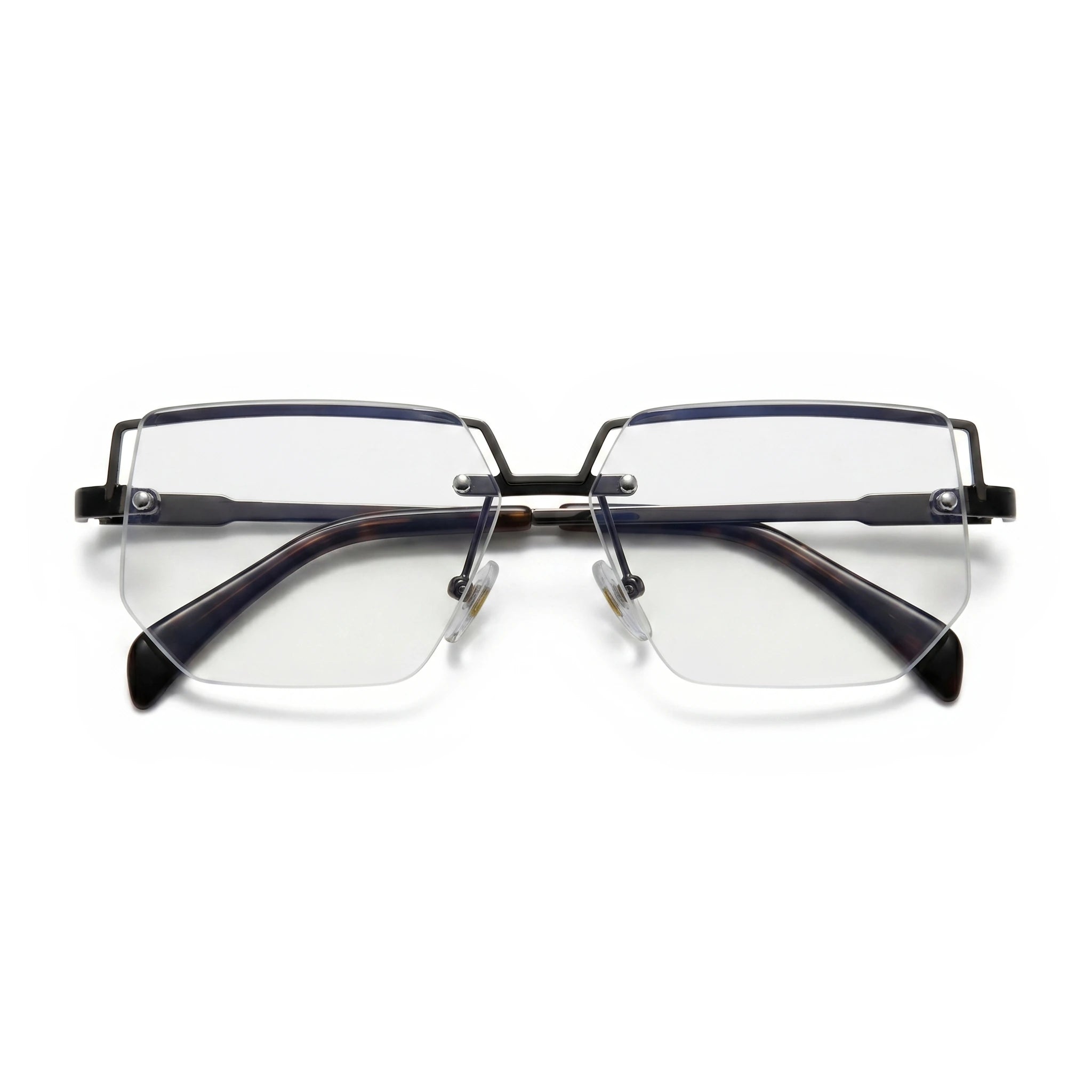 Onyx Silver Rectangle Eyeglasses