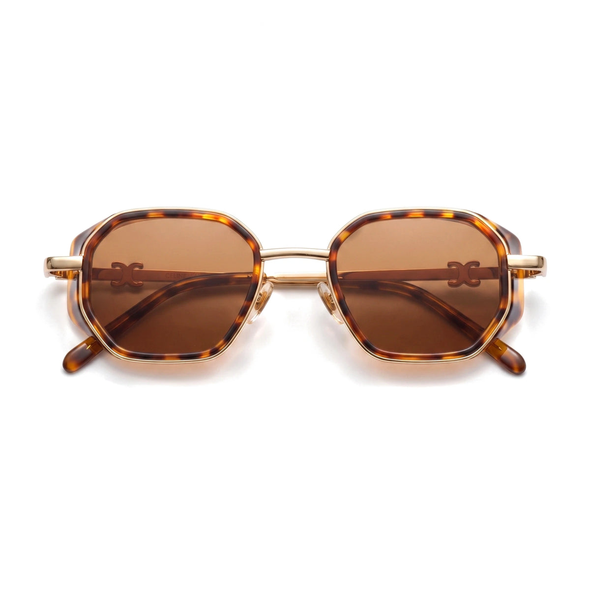 Hexon Gold Tortoise Square Sunglasses folded