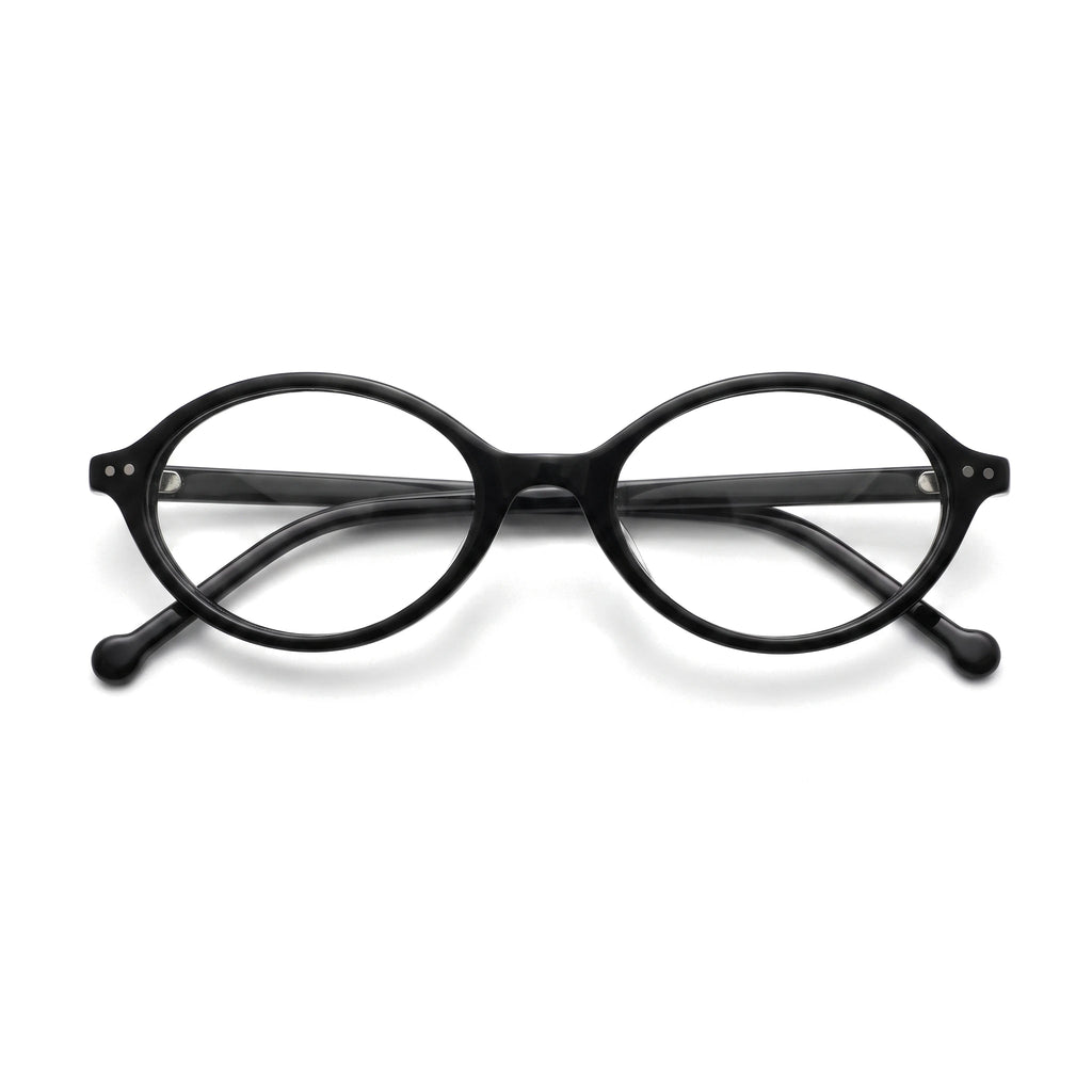 Iris Black Oval Eyeglasses folded