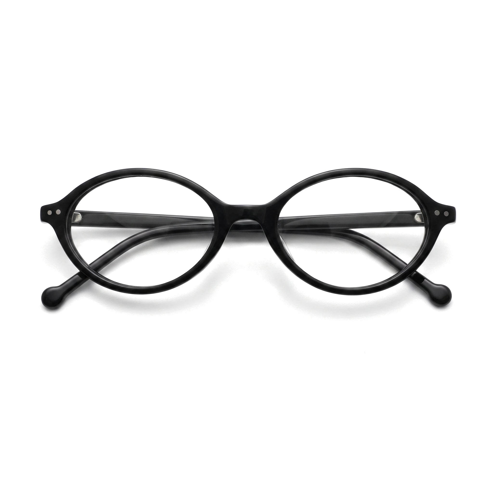 Iris Black Oval Eyeglasses folded