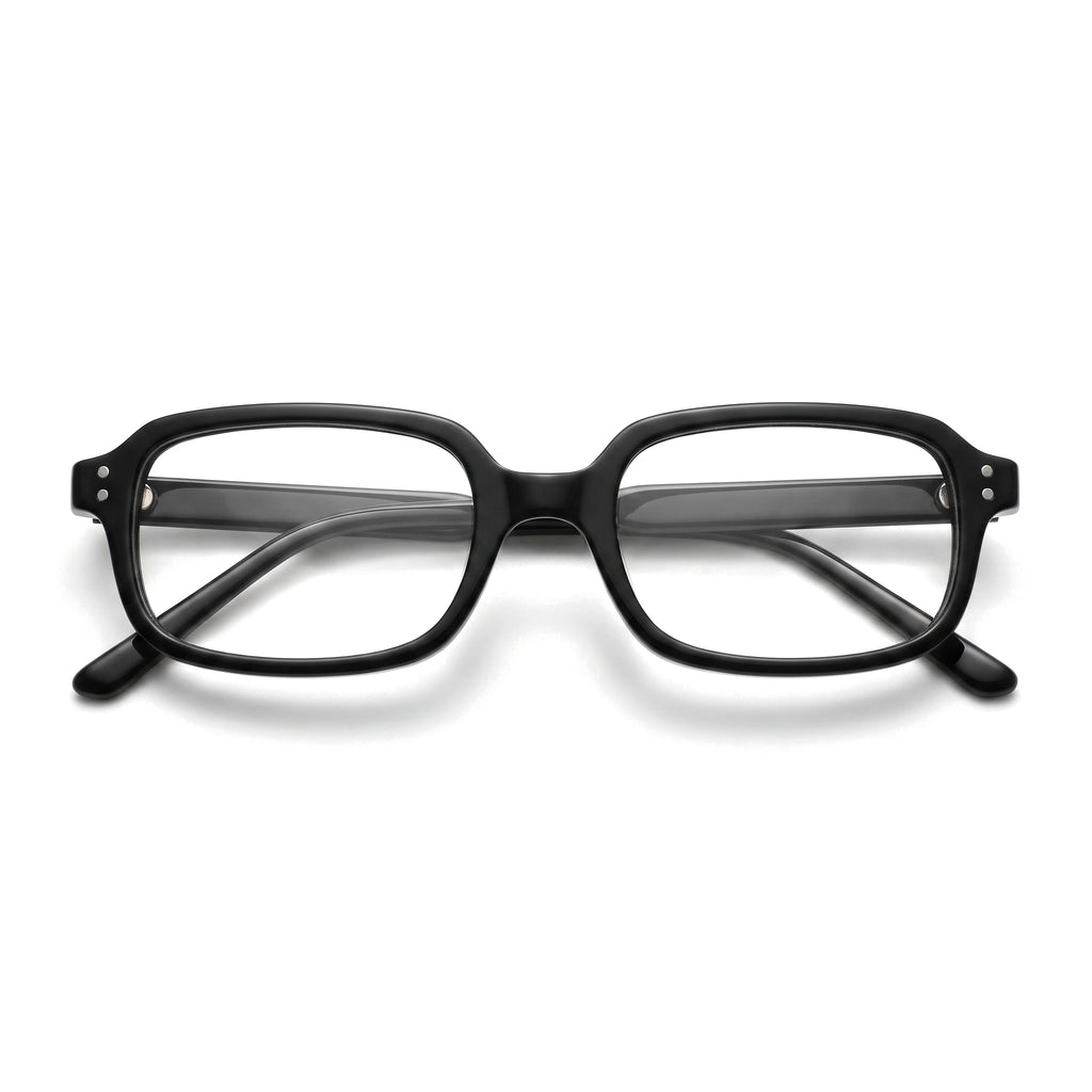 Zane Black Rectangle Eyeglasses folded