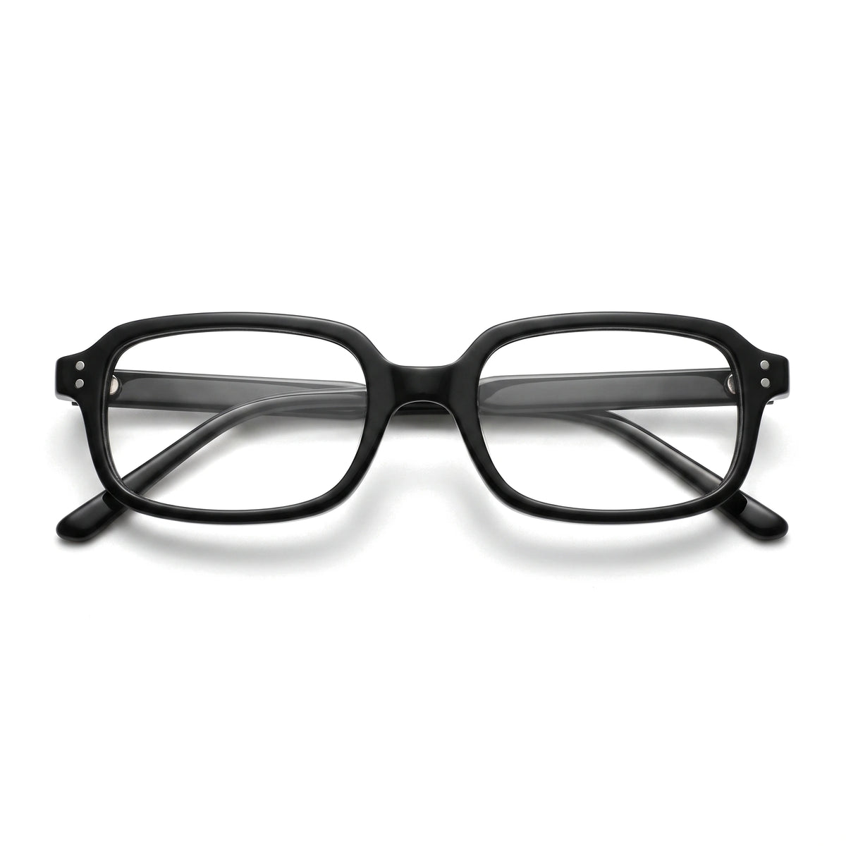 Zane Black Rectangle Eyeglasses folded