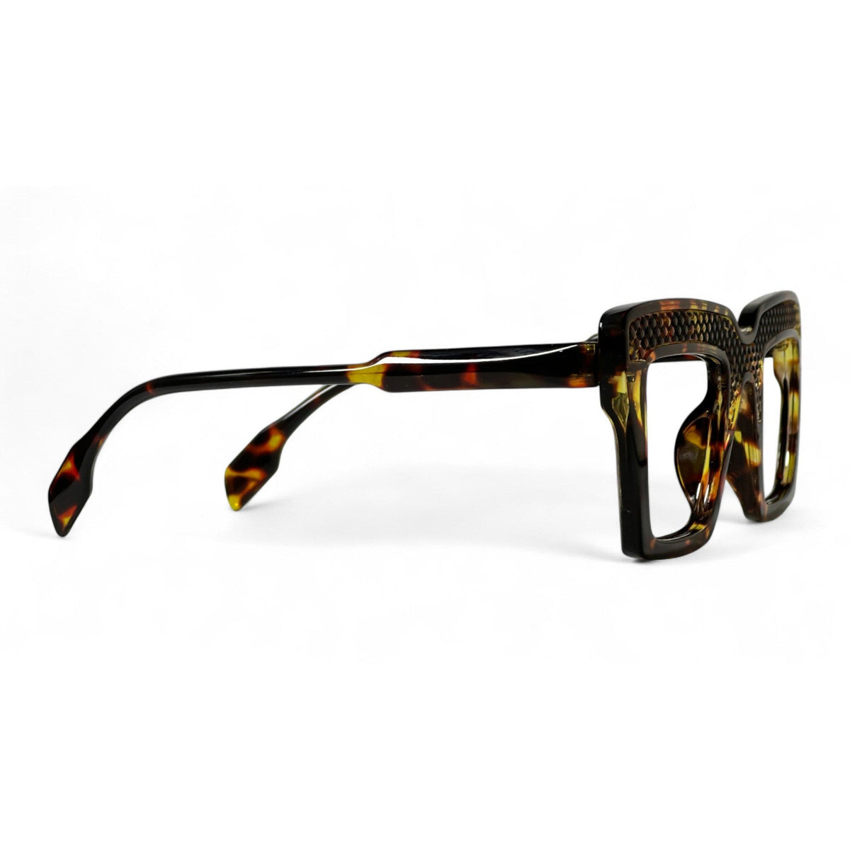 Zypherin Tortoise Rectangle Eyeglasses folded