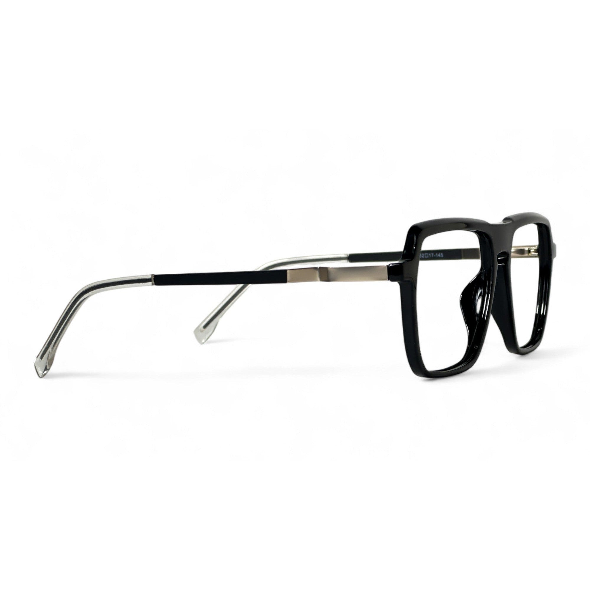 Trovian Black Rectangle Eyeglasses folded