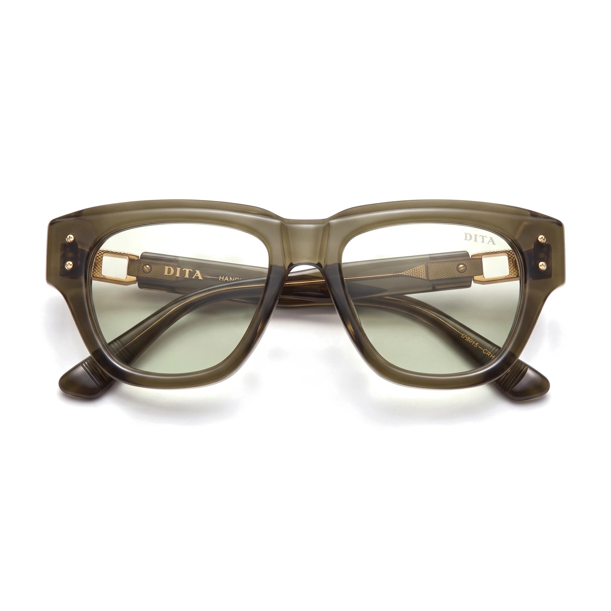 Thicket Olive Square Sunglasses folded