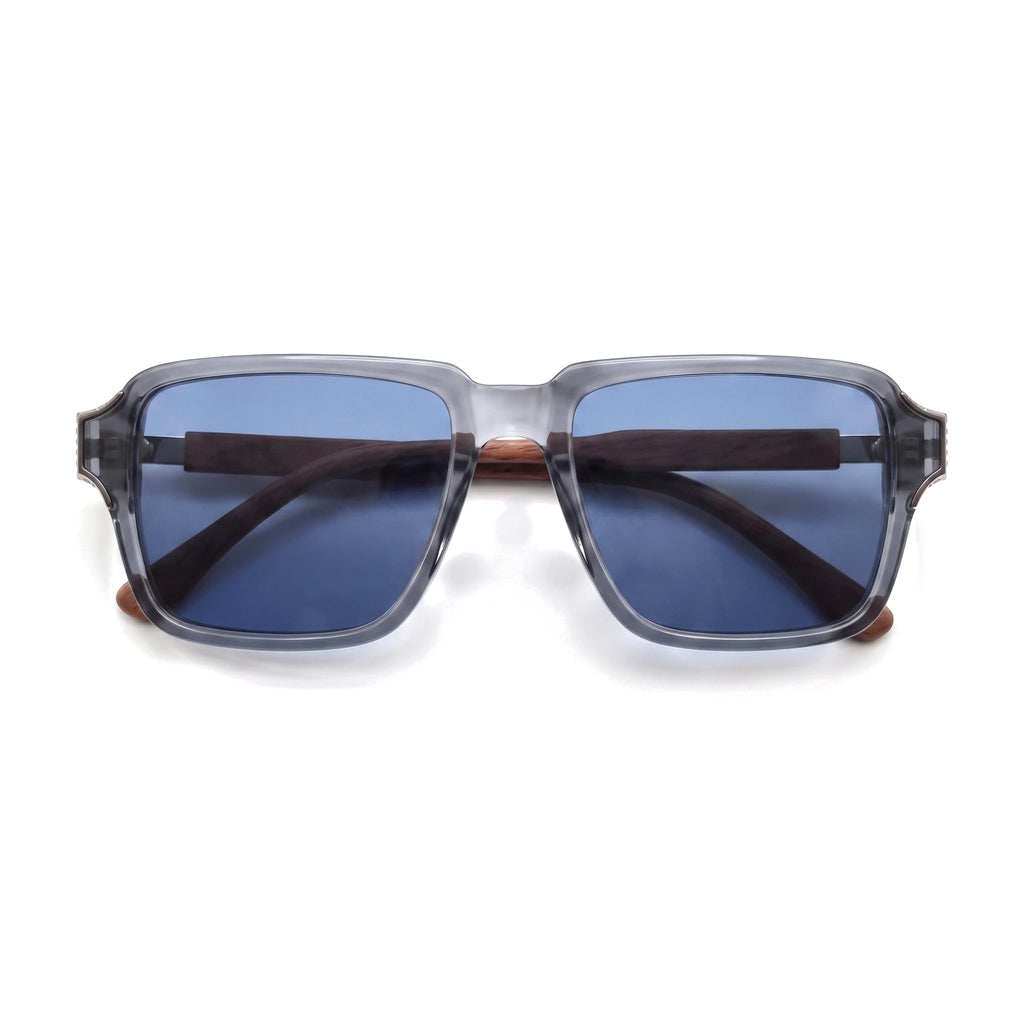 Harbor Blue Square Sunglasses folded