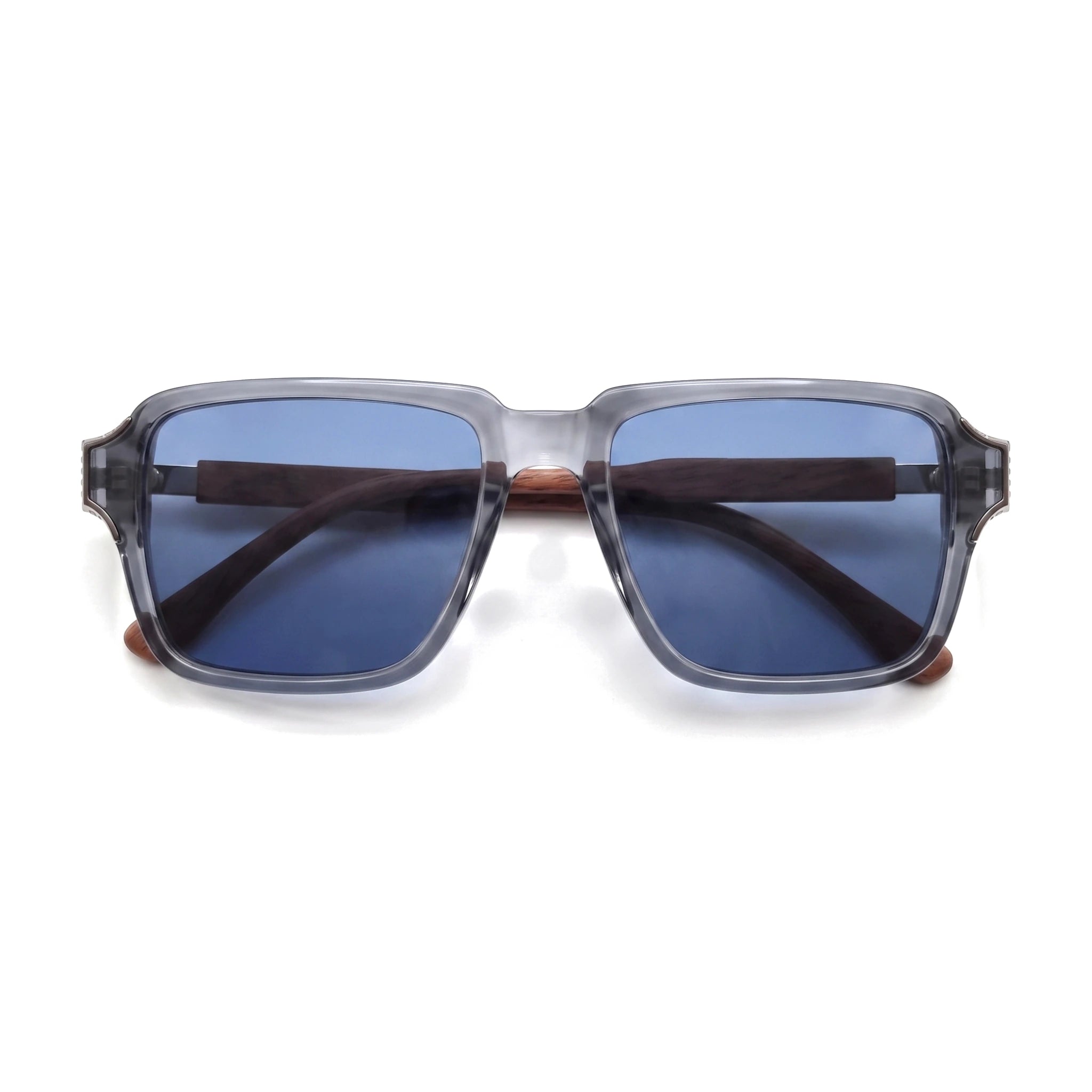 Harbor Blue Square Sunglasses folded