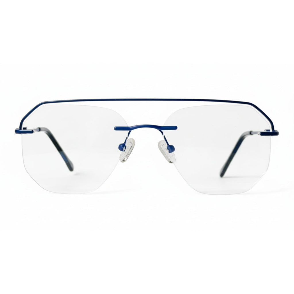 Iverin Blue Rectangle Eyeglasses front view