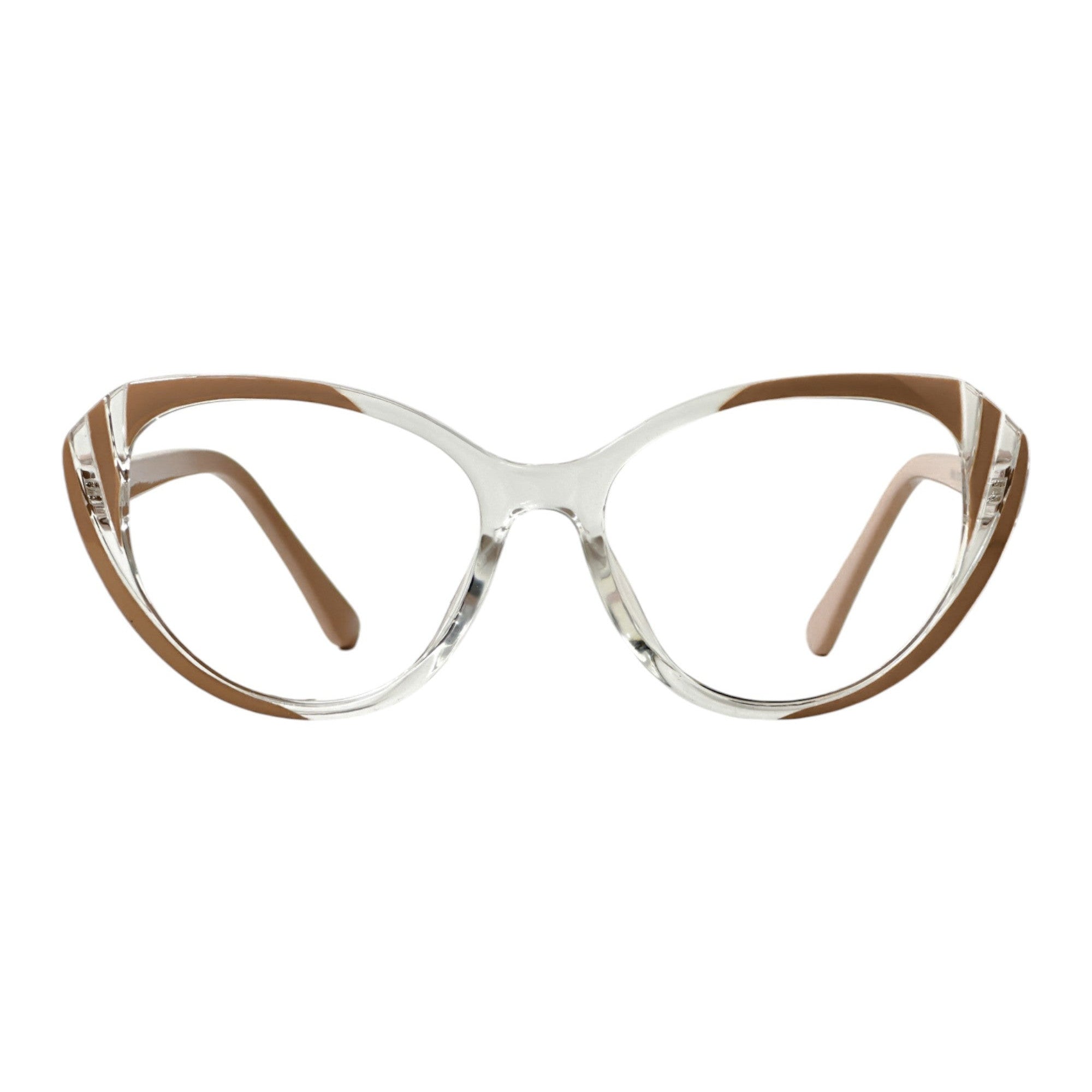 Claryon Brown Cat Eye Eyeglasses front view