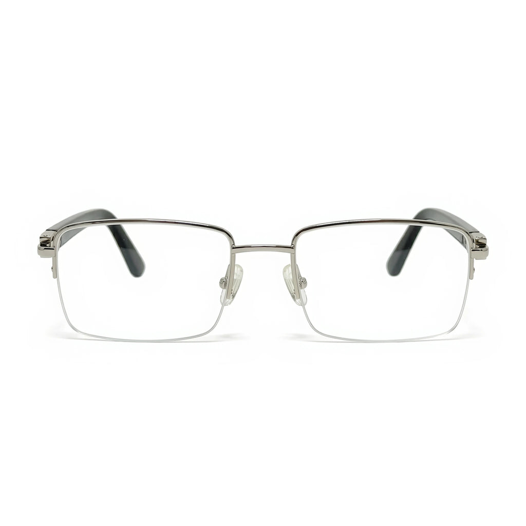 Dex Silver Black Rectangle Eyeglasses
