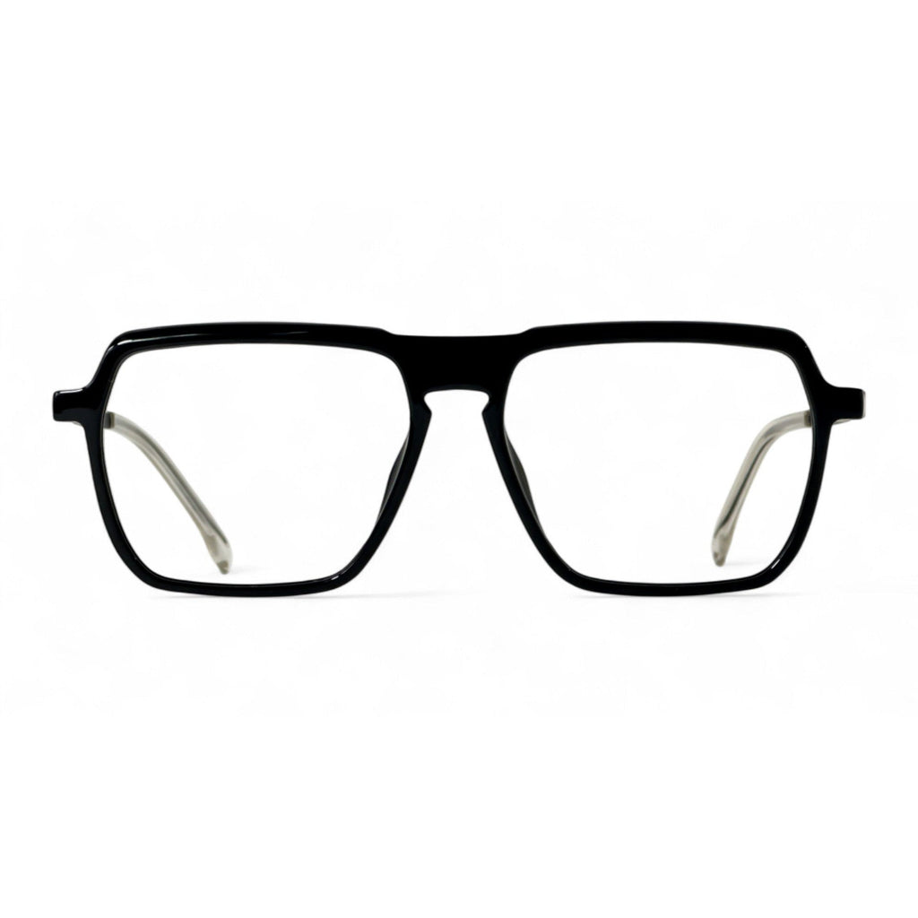 Trovian Black Rectangle Eyeglasses front view