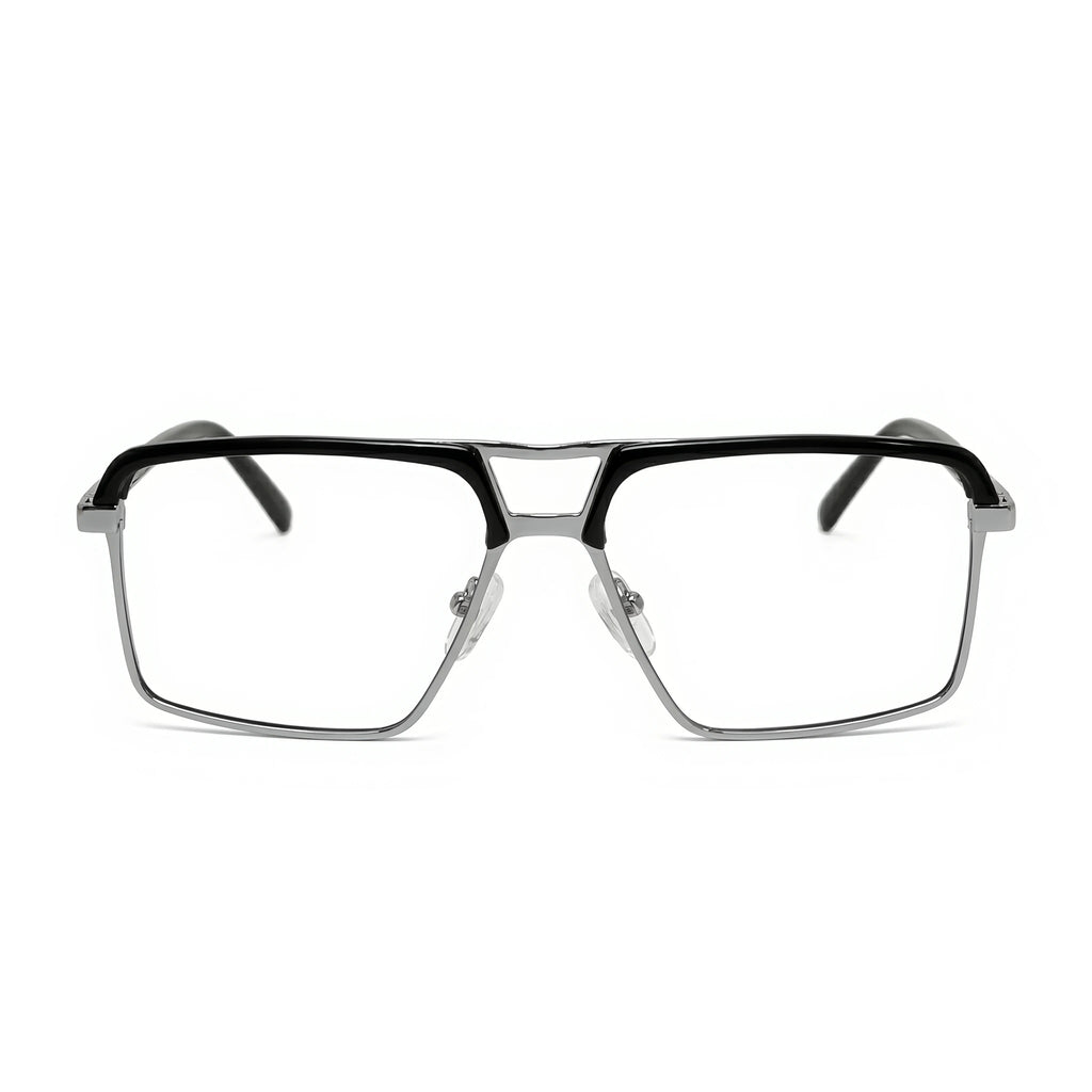 Griff Silver Black Rectangle Eyeglasses