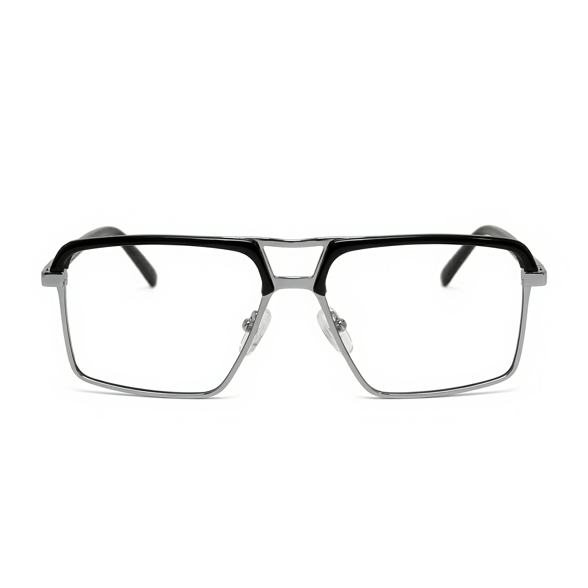 Griff Silver Black Rectangle Eyeglasses