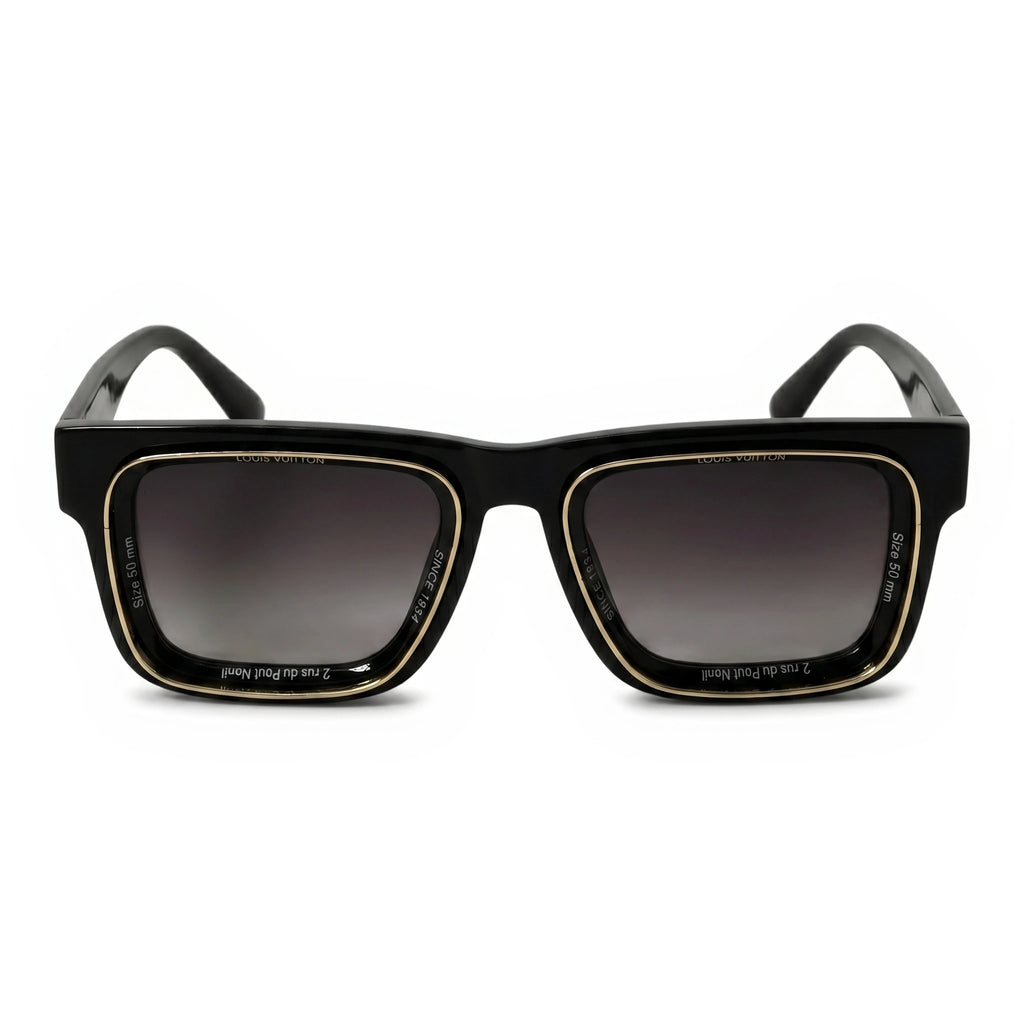 Gauge Black Square Sunglasses