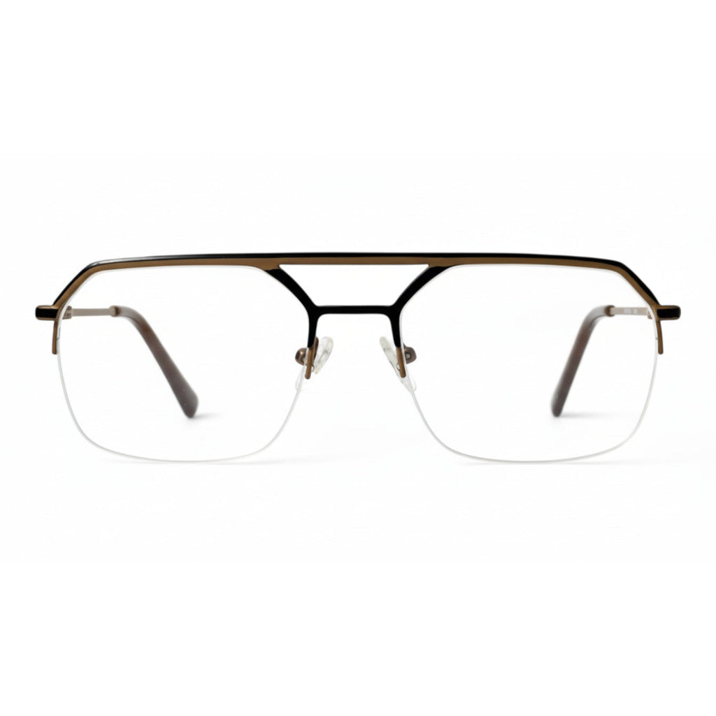 Corlin Brown Rectangle Eyeglasses front view