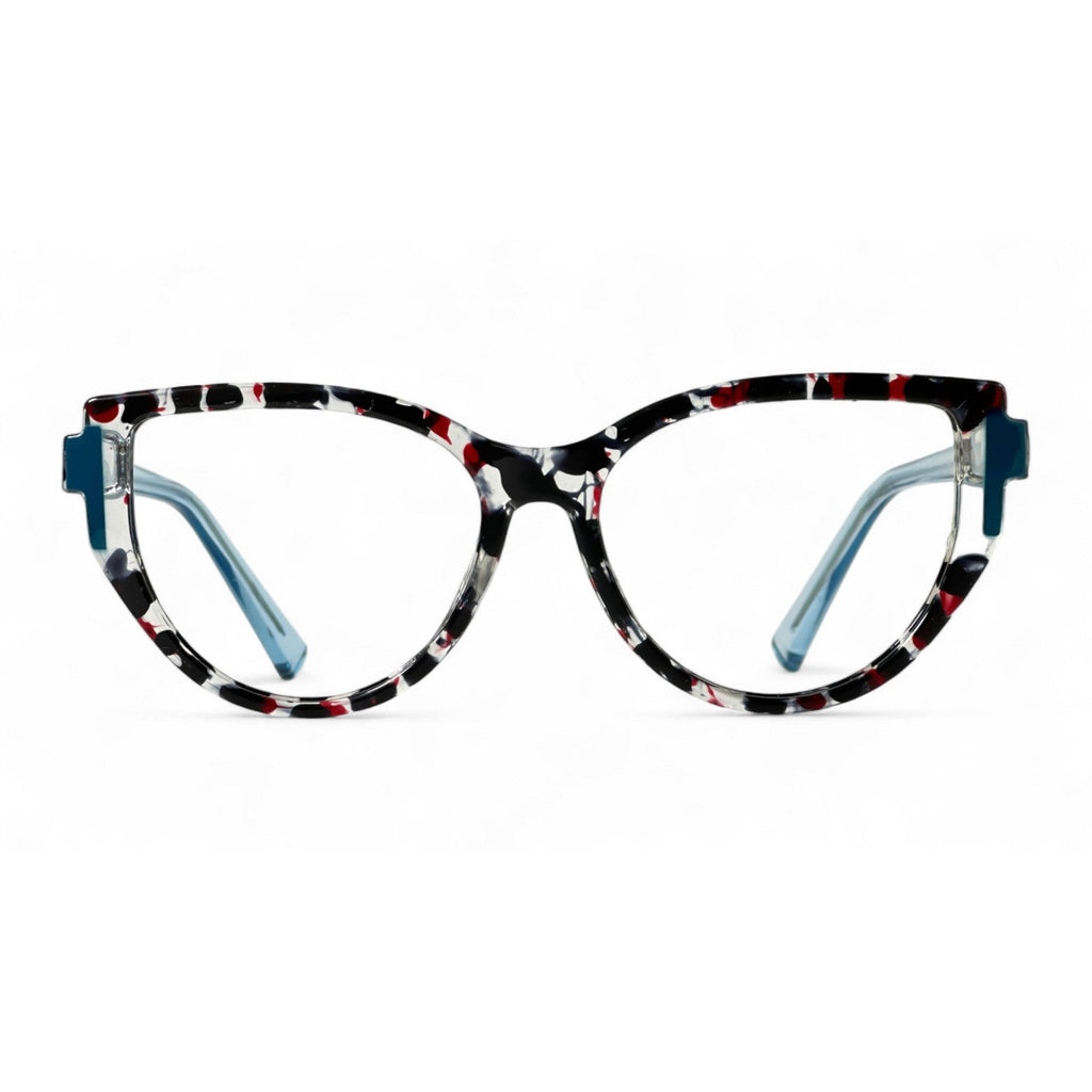 Veyora Black and white Cat Eye Eyeglasses front view