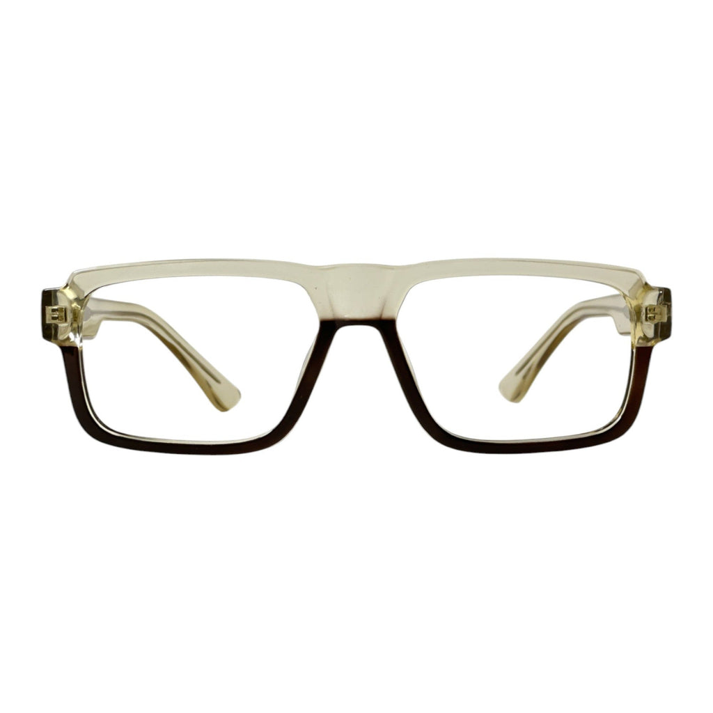 Solvian Beige Rectangle Eyeglasses front view