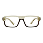 Solvian Beige Rectangle Eyeglasses front view