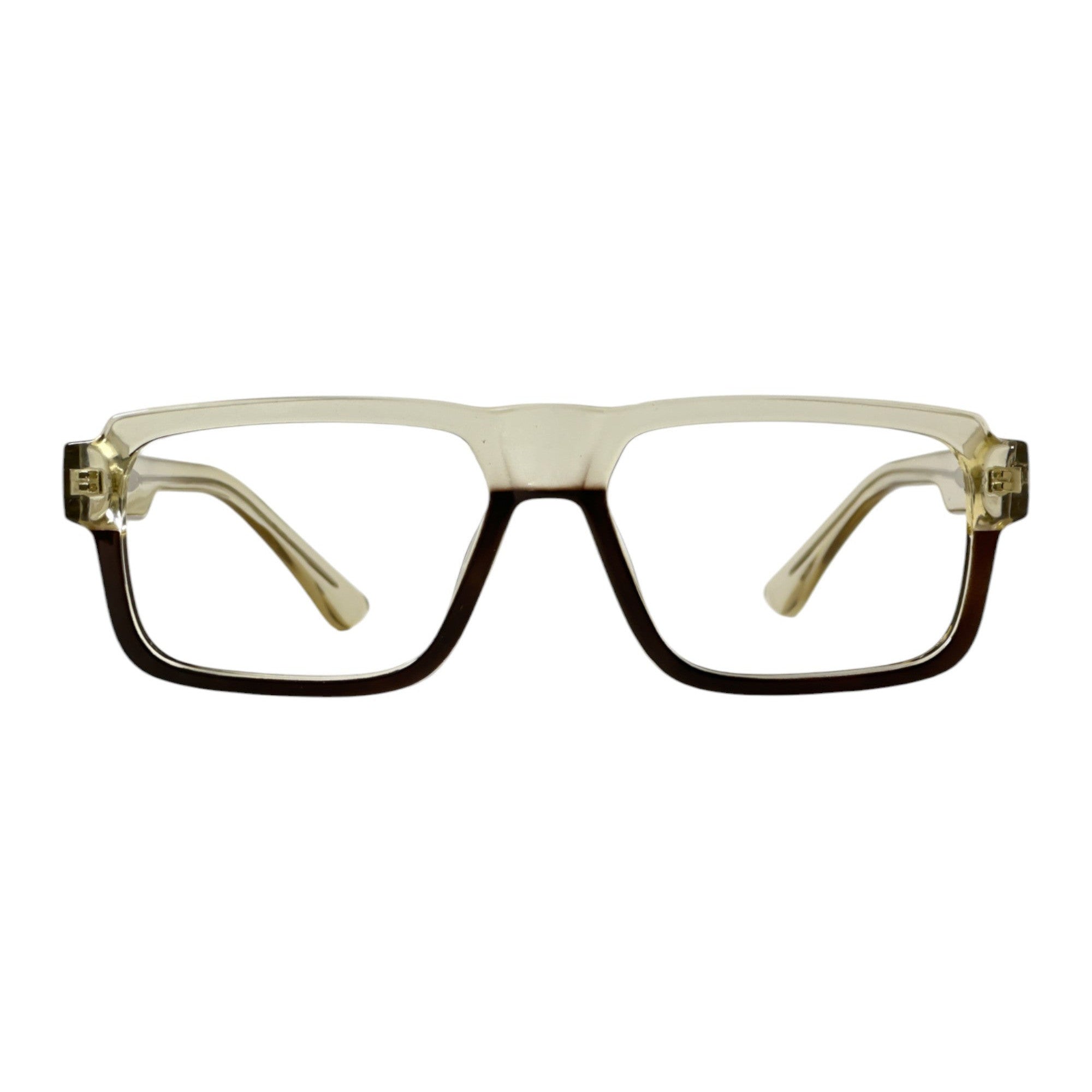 Solvian Beige Rectangle Eyeglasses front view