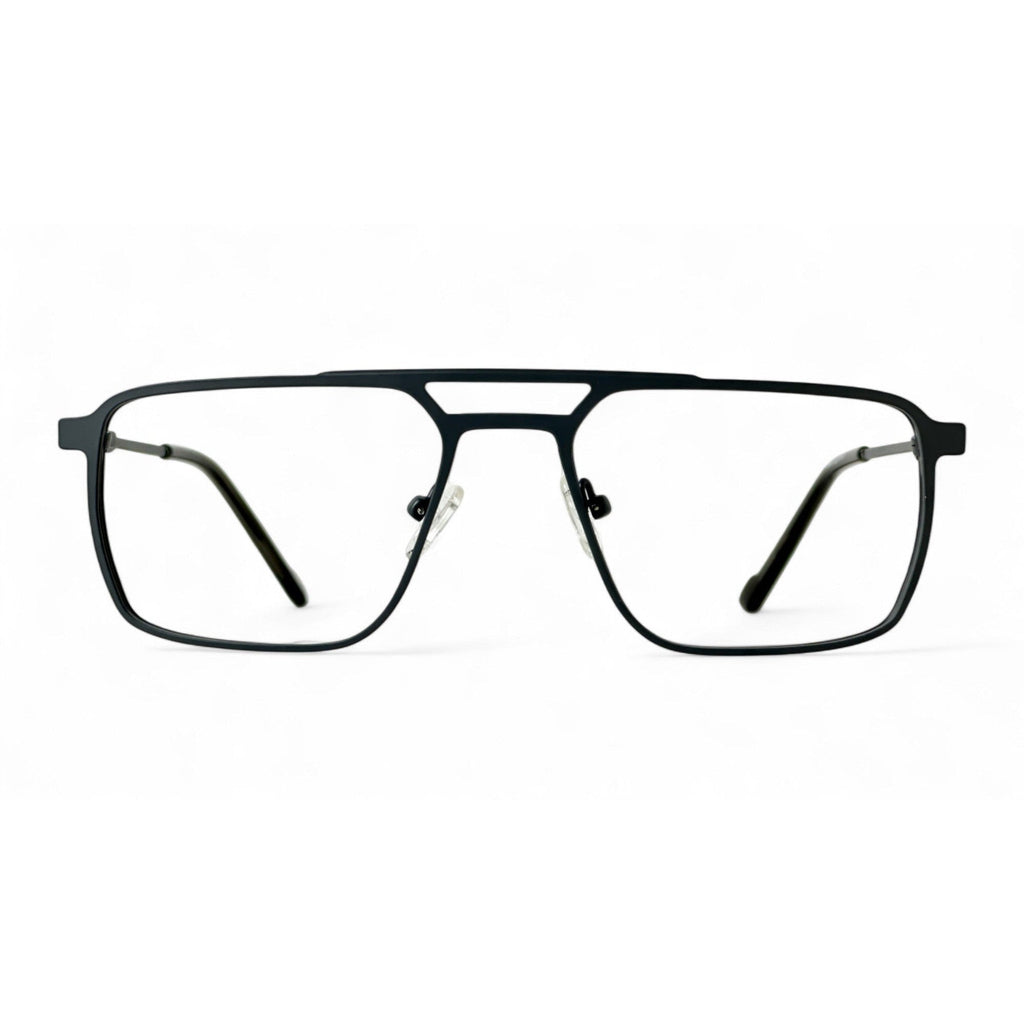 Lurevo Black Rectangle Eyeglasses front view