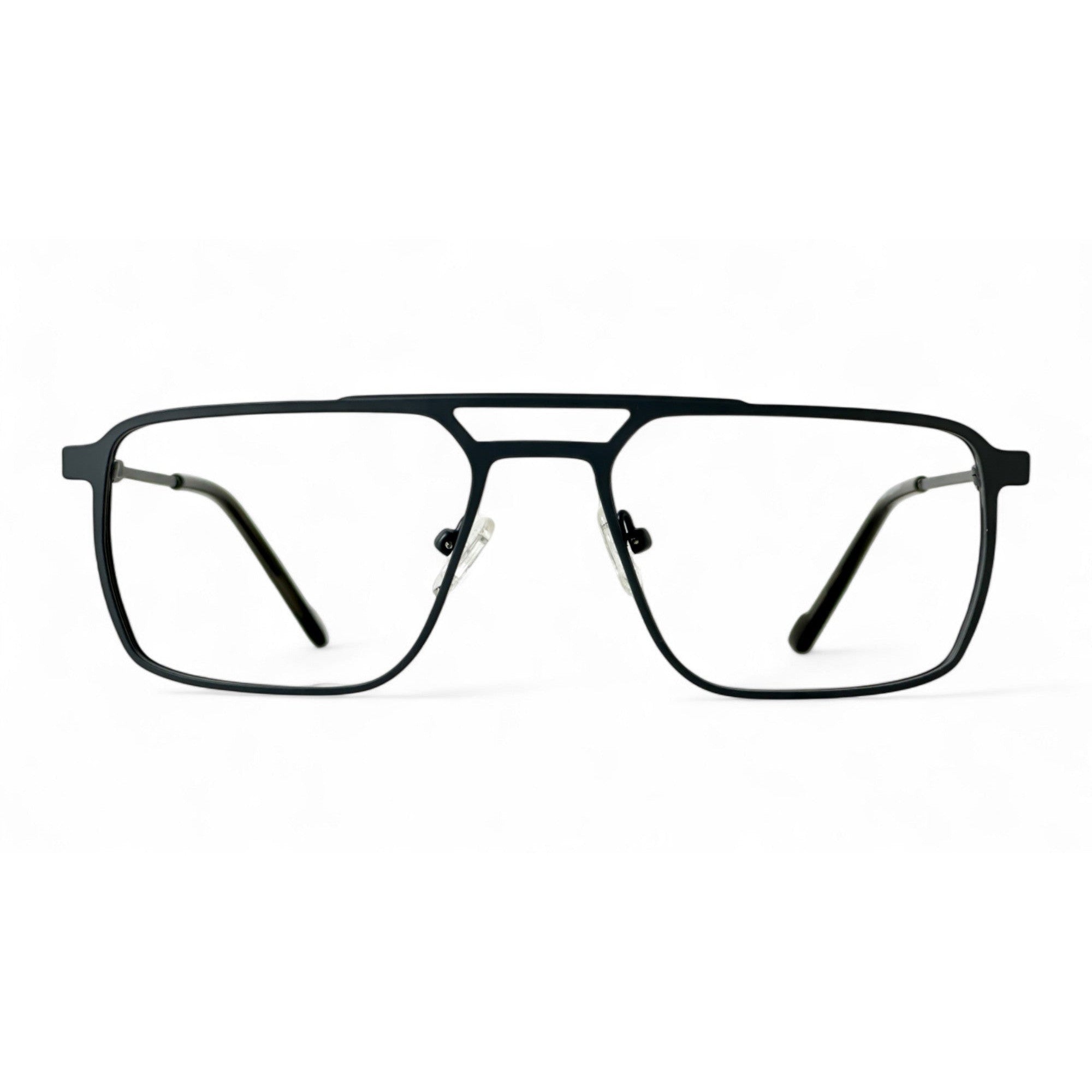 Lurevo Black Rectangle Eyeglasses front view