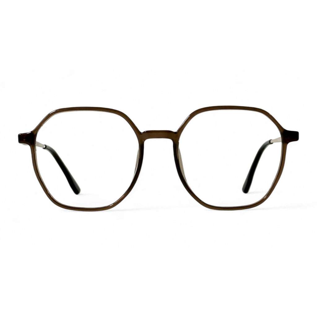 Clyra Brown Round Eyeglasses front view